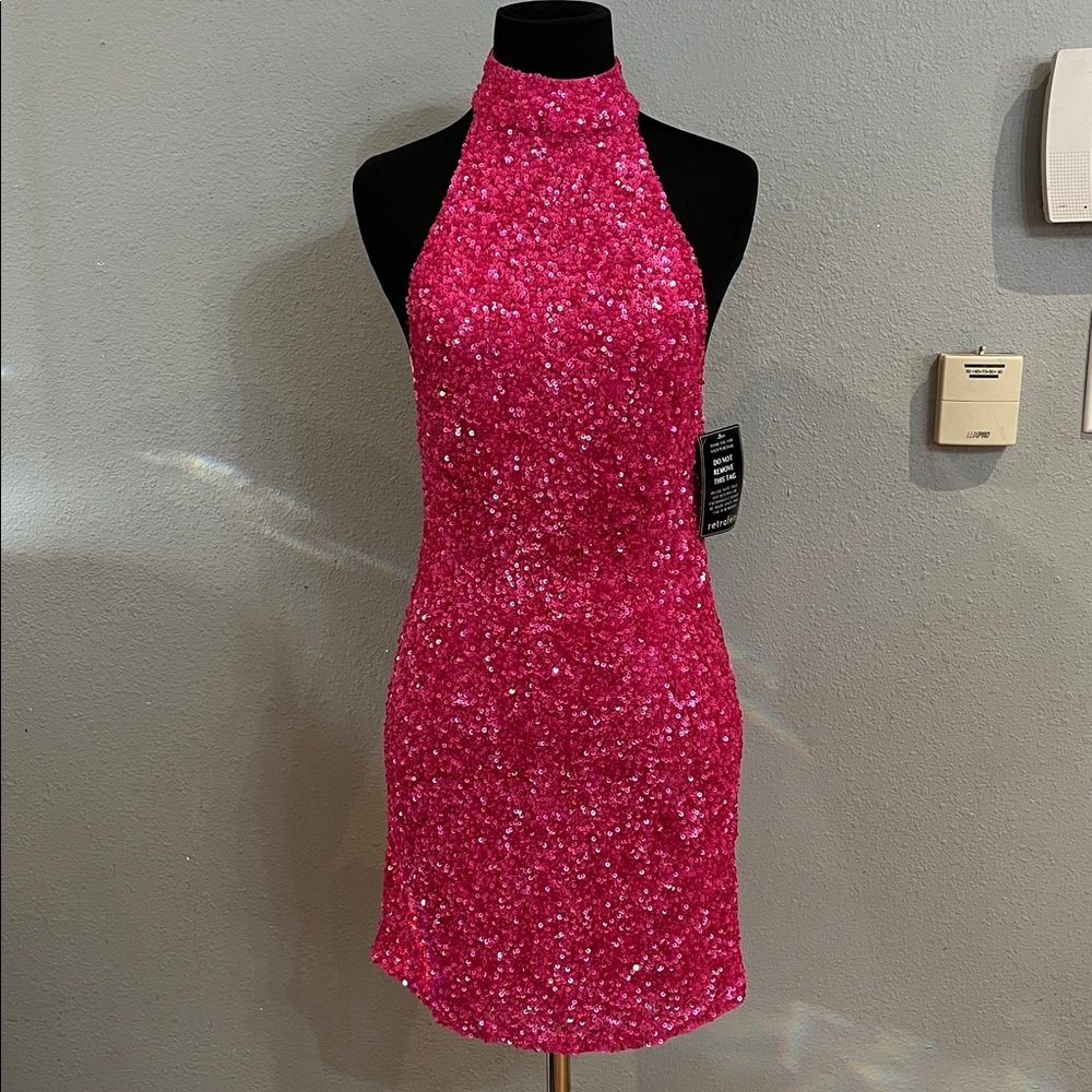 Retrofete OLIVIA SEQUIN MINI DRESS Sunset pink S - Picture 6 of 17